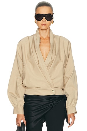 DARKPARK Franca Light Cotton Bomber Jacket in Beige