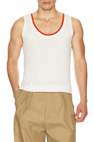 Dries Van Noten Heffman Tank Top in White,Red