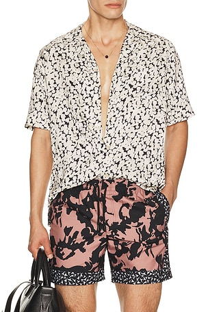 Dries Van Noten Carltone Shirt in Metallic Silver,Black