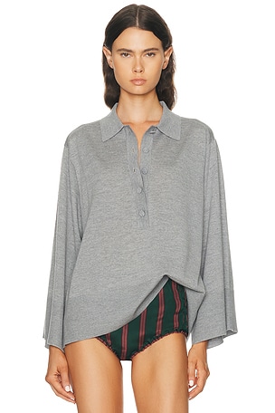 Dries Van Noten Talis Polo Sweater in Grey