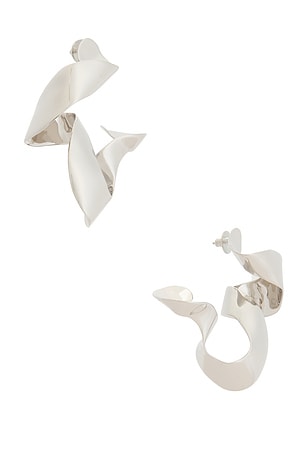 Dries Van Noten Brass Palladium Plated Earrings in Metallic Silver