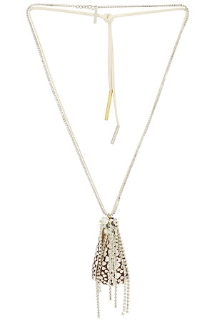 Dries Van Noten Pendant Necklace in White,Metallic Silver
