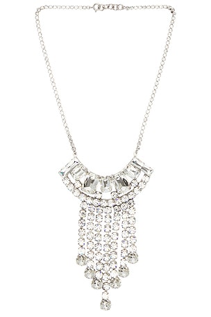Dries Van Noten Stone Necklace in Metallic Silver