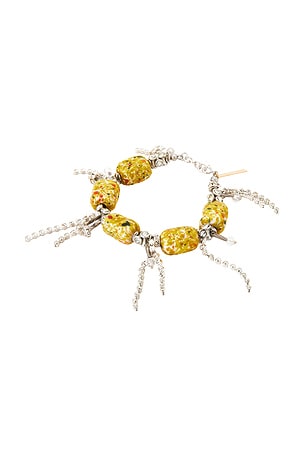 Dries Van Noten Handmade Strass Fringed Bracelet in Yellow