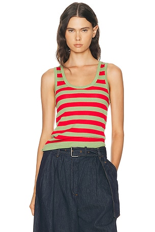 Dries Van Noten Tova Tank Top in Mint,Red