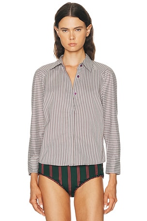 Dries Van Noten Clavinia Shirt in Brown,Blue