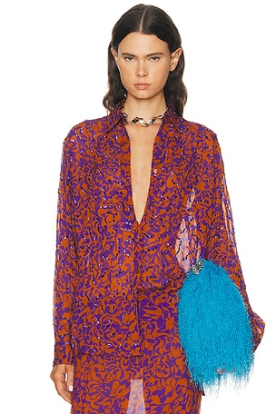 Dries Van Noten Clavelly Shirt in Orange,Purple