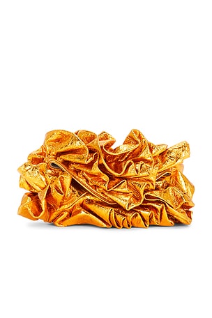 Dries Van Noten Small Ruffle Bag in Metallic Copper