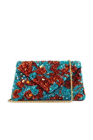Dries Van Noten Small Envelope Bag in Metallic Copper,Blue