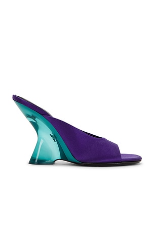 Dries Van Noten Satin Mule Sandal in Purple,Blue
