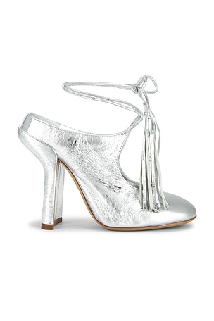 Dries Van Noten Tie Heel in Metallic Silver