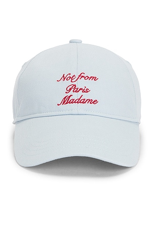 Drôle De Monsieur Casquette Slogan Calligraphy in Baby Blue
