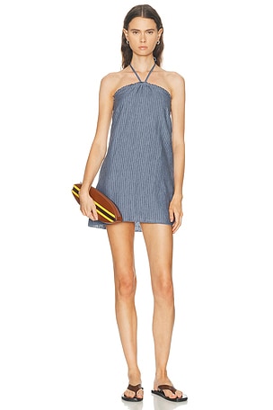 Deiji Studios Cross Over Dress in Blue