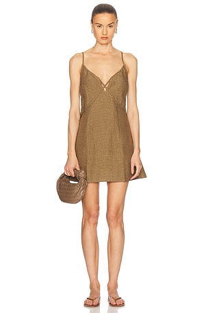 Deiji Studios Tie Front Dress in Olive