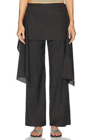 Deiji Studios Pure Wool Zip Pant & Skirt Set in Charcoal