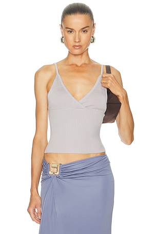 Deiji Studios Cross Panel Knit Top in Lavender