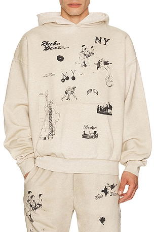 Duke + Dexter NY Sketch Hoodie in Beige