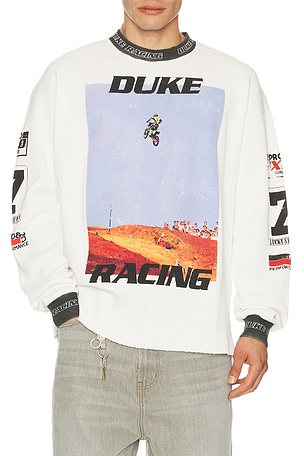 Duke + Dexter Motorcross Waffle Long Sleeve Tee in White