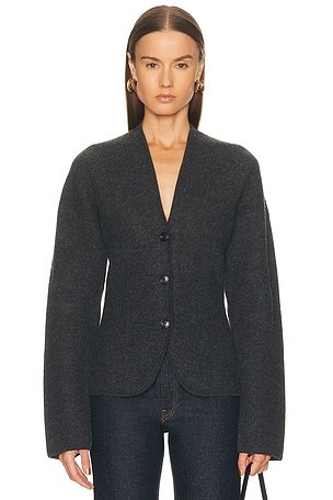 EAVES Coralai Structured Knit Blazer in Charcoal