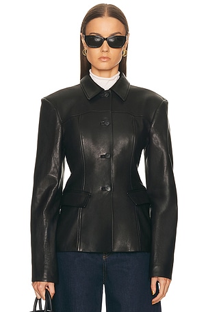 EAVES x Coco Aina Leather Cinched Jacket in Black