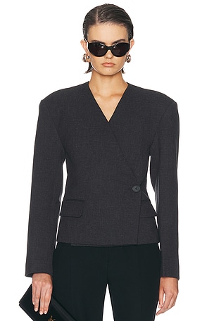 EAVES x Blake Evin Cropped Naama Blazer in Charcoal