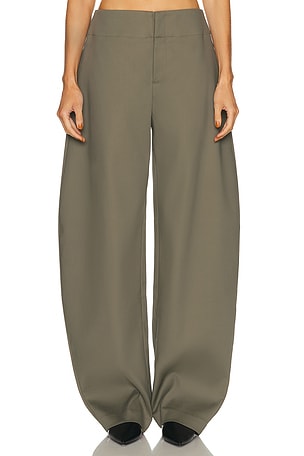 EAVES Mai Sculptural Compact Suiting Pant in Olive