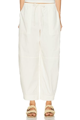EAVES Lana Cropped Barrel Leg Pant in Ivory