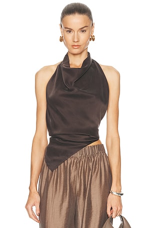 EAVES Frida Silk Top in Chocolate