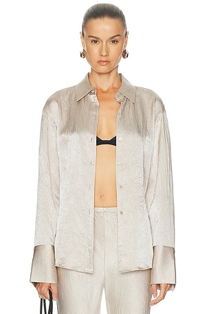 EAVES Freda Slim Shirt in Metallic Neutral