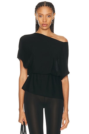 EAVES Jaidyn Knit Asymmetrical Top in Black