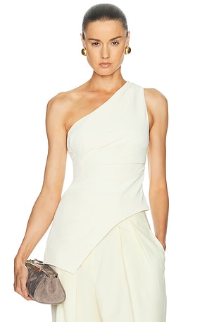 EAVES Dani Polished Crepe Asym Top in Ivory