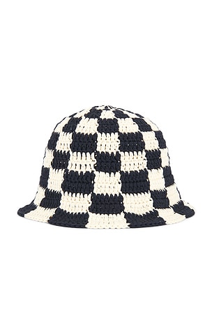 Edmmond Studios Chess Bucket Hat in Blue,Cream