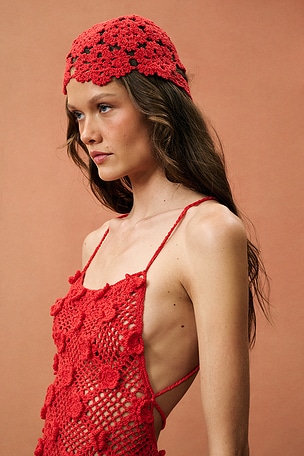Eliou for FWRD Rita Crochet Headpiece in Red