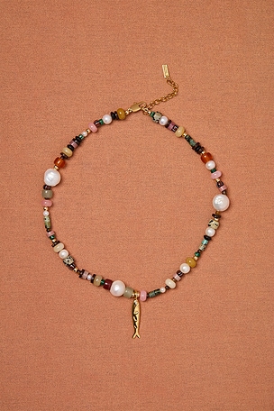Eliou for FWRD Bodie Necklace in Brown,Metallic Gold