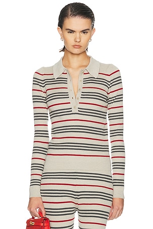 The Elder Statesman Libeccio Stripe Polo Sweater in Multi