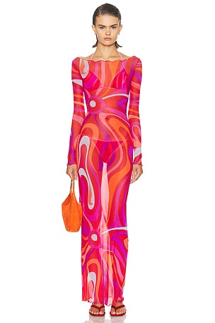 Emilio Pucci Long Sleeve Maxi Dress in Pink