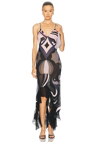 Emilio Pucci Maxi Dress in Black,Rose