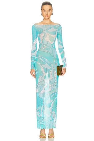 Emilio Pucci Long Sleeve Dress in Baby Blue
