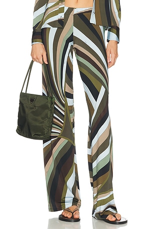 Pucci Jersey Satin Trouser in Beige,Green
