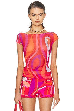Emilio Pucci Cap Sleeve Top in Pink