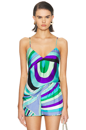 Emilio Pucci Camisole Top in Teal,Purple