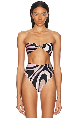 Emilio Pucci Bikini Top in Black,Pink