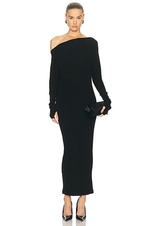 Enza Costa Knit Slouch Maxi Dress in Black
