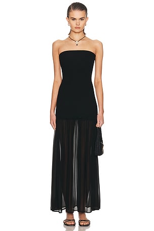 Enza Costa Airy Strapless Dress in Black