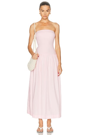 Enza Costa Cotton Bandeau Dress in Pink