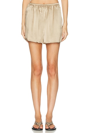Enza Costa Silk Satin Mini Short in Beige