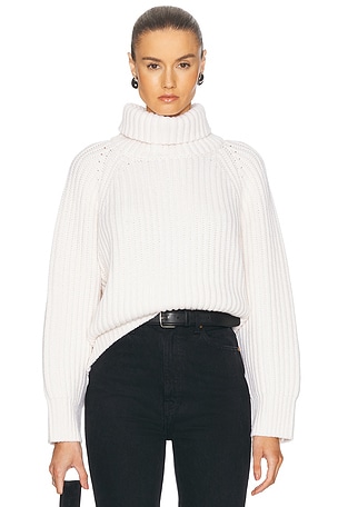 Enza Costa Chunky Turtleneck Sweater in Cream