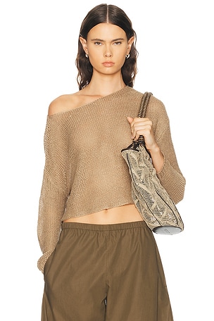 Enza Costa Linen Open Bateau Sweater in Neutral