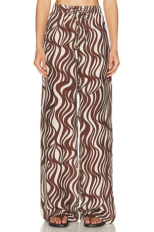 Enza Costa Wave Print Resort Pant in Brown