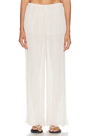 Enza Costa Plisse Palazzo Pant in Neutral